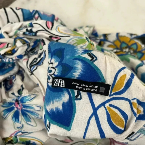 Zara Floral Keyhole Front Cotton Spring Summer Dress Midi Lightweight Medium - Picture 7 of 10